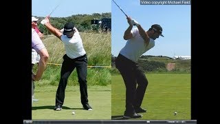 Jon Rahm golf swing  Long Iron faceon amp downtheline July 2017 [upl. by Laks]