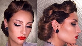 50s INSPIRED VINTAGE UPDO HAIRSTYLE TUTORIAL [upl. by Liman]