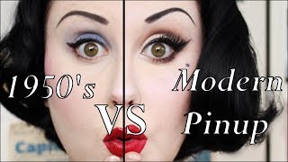 1950s Makeup VS Modern Pinup Makeup [upl. by Azeria]