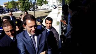 Soyaux  16  larrivée du ministre de lIntérieur Christophe Castaner au ChampdeManoeuvre [upl. by Oalsecnew]