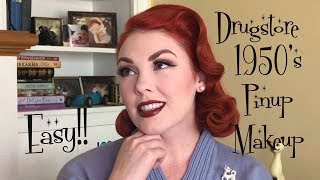 DRUGSTORE 1950s Pinup Makeup [upl. by Naelcm92]