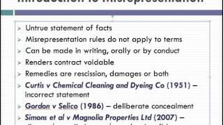 Misrepresentation Lecture 1 of 4 [upl. by Oinigih]