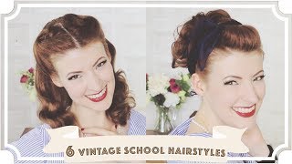 6 Easy Vintage 1950s Back To School Hairstyles CC [upl. by Cherrita290]